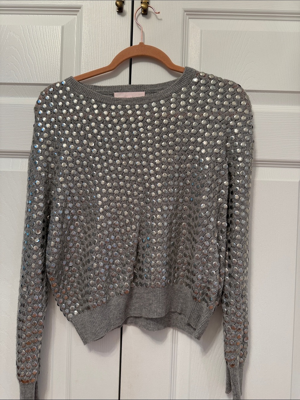 Women’s Gray Sequin Crewneck Sweater